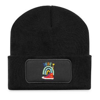 Schulkind  - Recycelte Patch Beanie - Schwarz - Vorne
