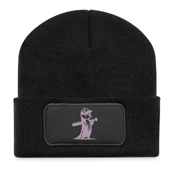 Otter Baseball Silhouette - Recycelte Patch Beanie - Schwarz - Vorne