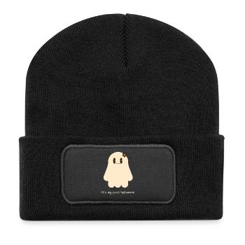 My First Halloween Baby Geist Geschenk - Recycelte Patch Beanie - Schwarz - Vorne