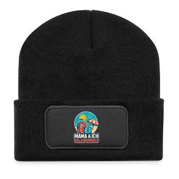 Mama & Ich Urlaubsmodus - Recycelte Patch Beanie - Schwarz - Vorne