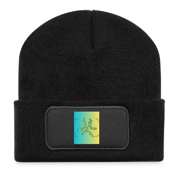 Golden Flower Vine Gradient - Recycled Patch Beanie - black - Front