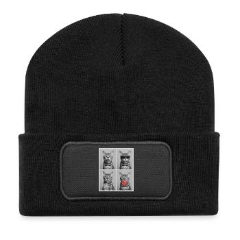 Cats Bengal Cat - Recycled Patch Beanie - black - Front