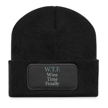 Wine Time Finally – W.T.F. - Recycled Patch Beanie - black - Front