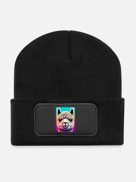 Alpaka - Recycelte Patch Beanie - Schwarz