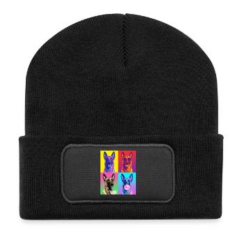 Hunde Belgian Malinois Hund - Recycelte Patch Beanie - Schwarz - Vorne