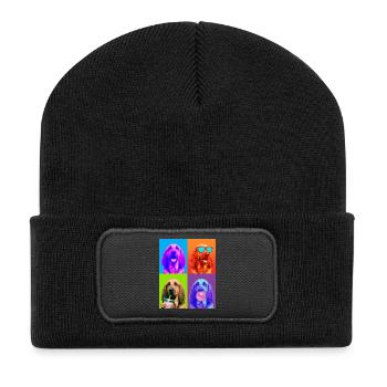 Hunde Bluthund Hund - Recycelte Patch Beanie - Schwarz - Vorne