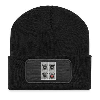 Hunde Bullmastiff Hund - Recycelte Patch Beanie - Schwarz - Vorne