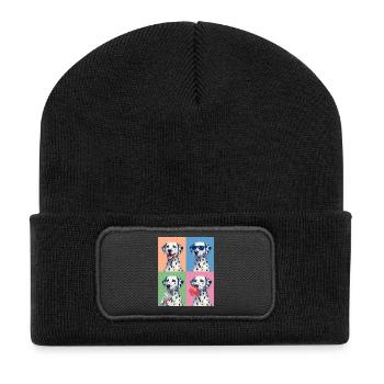 Hunde Dalmatiner Hund - Recycelte Patch Beanie - Schwarz - Vorne