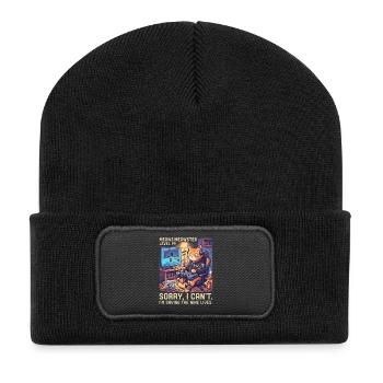 Meowster Level 99 Katzengamer - Recycelte Patch Beanie - Schwarz - Vorne