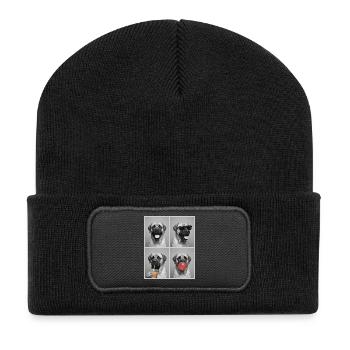 Hunde Mastiff Hund - Recycelte Patch Beanie - Schwarz - Vorne
