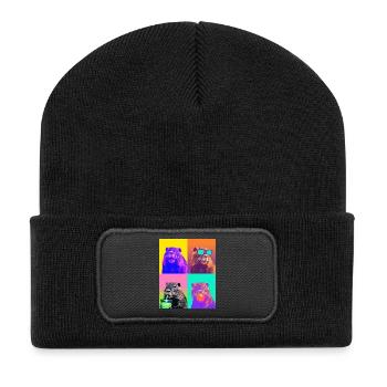 Nutrias Nutria - Recycelte Patch Beanie - Schwarz - Vorne
