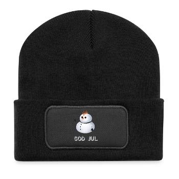 Gothic Schneemann God Jul - Schwedisch - Recycelte Patch Beanie - Schwarz - Vorne