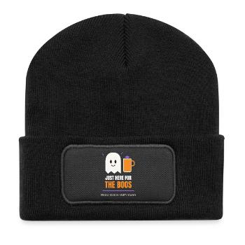 Just Here for the Boos Funny Halloween Ghost - Recycelte Patch Beanie - Schwarz - Vorne