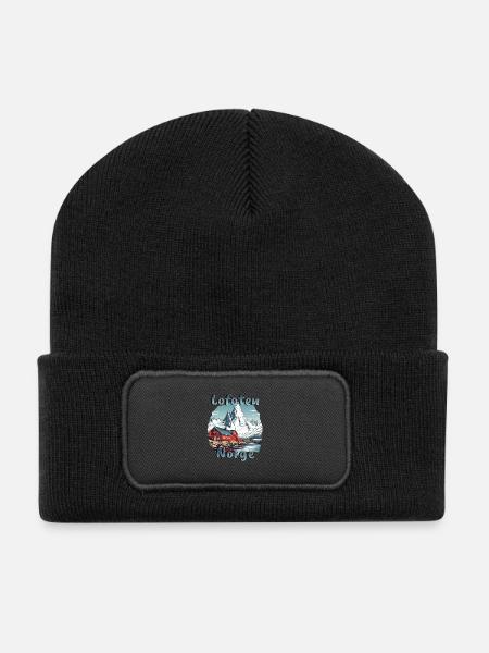 Lofoten Norwegen Naturparadies - Recycelte Patch Beanie - Schwarz
