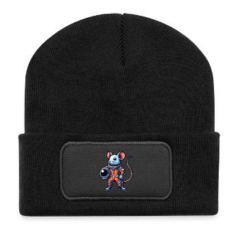 Souris Astronaute Univers Spatial Dessin animé de science-fiction - Beanie recyclé à patch - noir - Devant