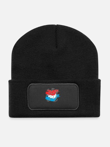 Roude Leiw mat Faarw - Recycelte Patch Beanie - Schwarz