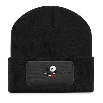 crazy_grin_face - Recycled Patch Beanie - black - Front