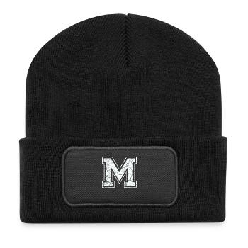 Letter of m in white in Used Look - Recycled Patch Beanie - black - Front