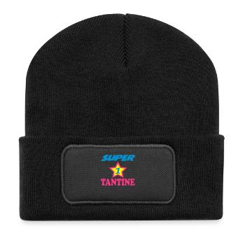 Super tantine - Beanie recyclé à patch - noir - Devant
