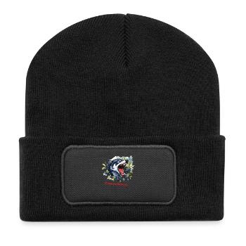 Wolfsbeere – Atropa belladonna - Recycelte Patch Beanie - Schwarz - Vorne