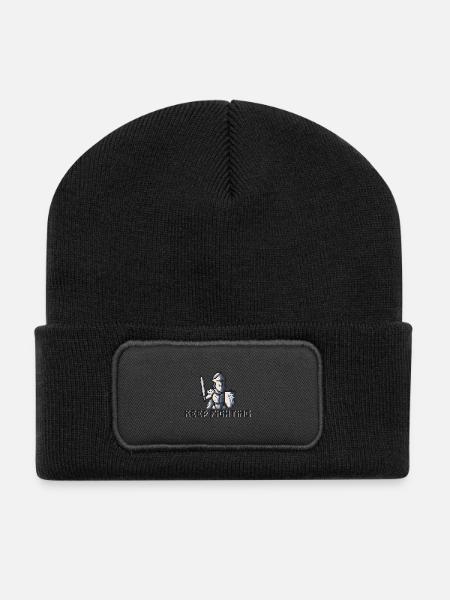 Pixel Art Knight - Keep Fighting - Recycled Patch Beanie - black