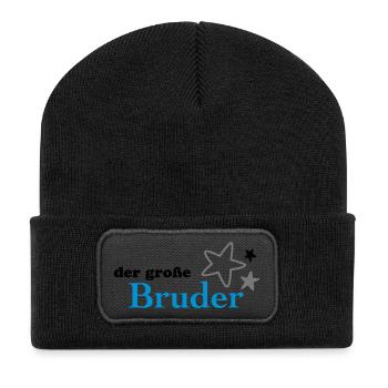 Der große Bruder - Recycelte Patch Beanie - Schwarz - Vorne