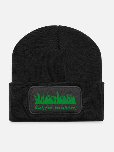 Rasen mähen - Recycelte Patch Beanie - Schwarz