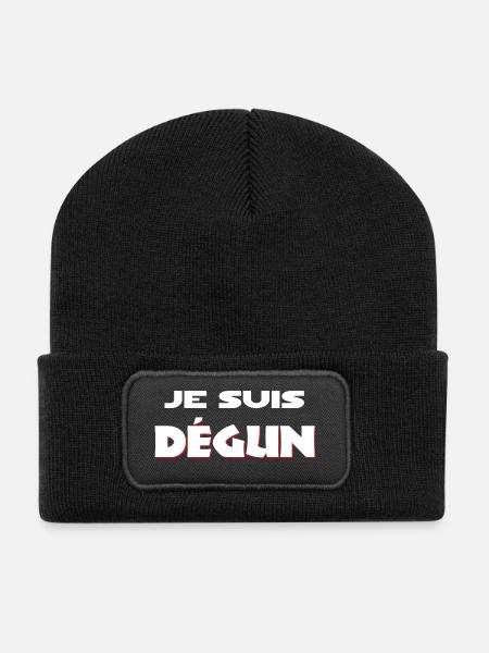 JE SUIS DEGUN - Beanie recyclé à patch - noir