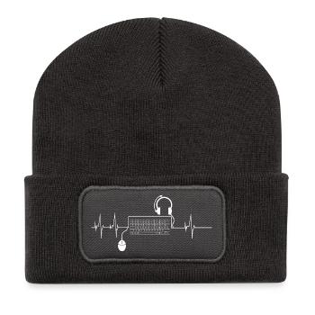 Cadeau du clavier Heartbeat PC Gamer - Beanie recyclé à patch - charbon - Devant