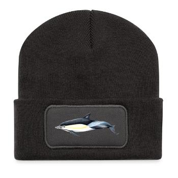 Gemeiner Delphin - Gemeiner Delfin - Delfin gemeinsam - Recycelte Patch Beanie - Dunkelgrau - Vorne
