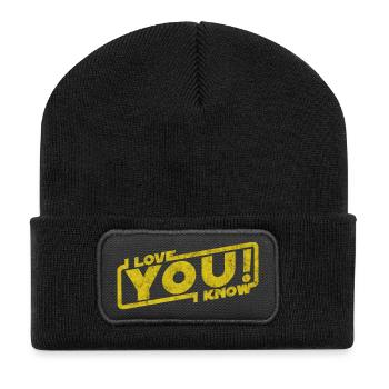 i love you i know - Filmzitat Geschenk - Recycelte Patch Beanie - Schwarz - Vorne