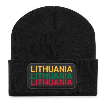 LITAUEN Lithuania Flagge - Recycelte Patch Beanie - Schwarz - Vorne