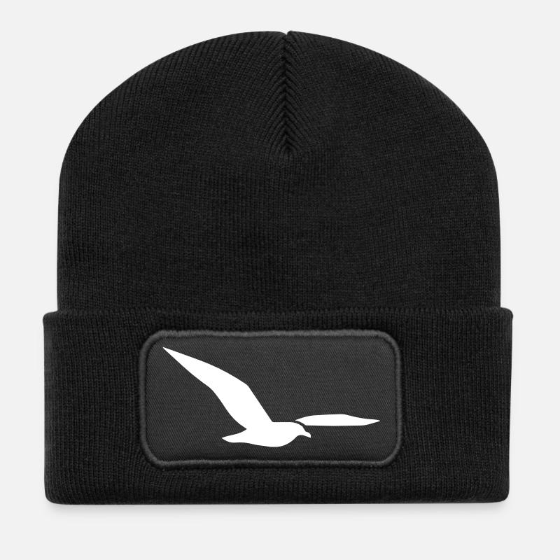 Möwe - Recycelte Patch Beanie - Schwarz