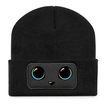 yeux chat - Beanie recyclé à patch - noir - Devant