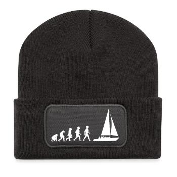 Evolution sailing sailboat sailing ship - Recycled Patch Beanie - dark grey - Front