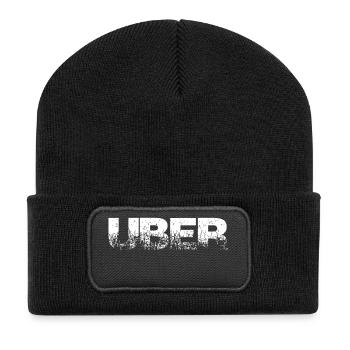 Uber word trend lettering saying - Recycled Patch Beanie - black - Front