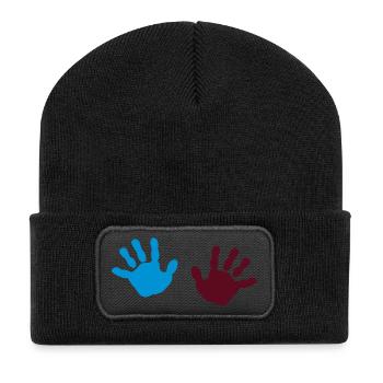 Bébé mains - Beanie recyclé à patch - noir - Devant