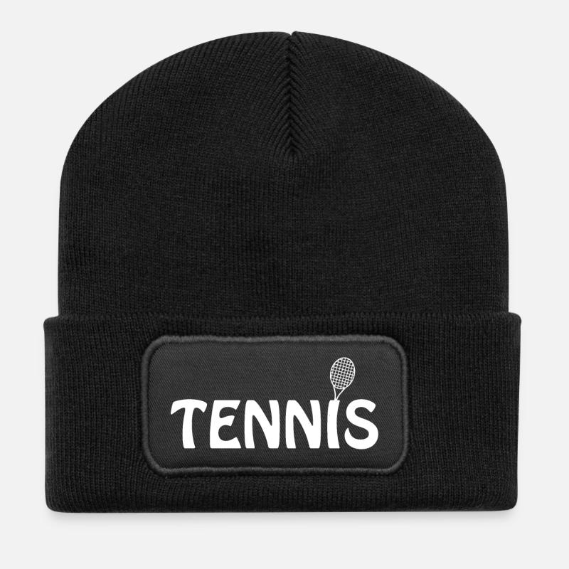 Texte de raquette de tennis blanc - Beanie recyclé à patch - noir