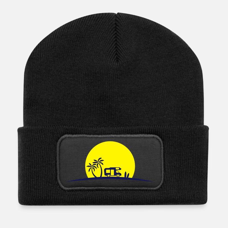 Wohnmobil Strand - Recycelte Patch Beanie - Schwarz