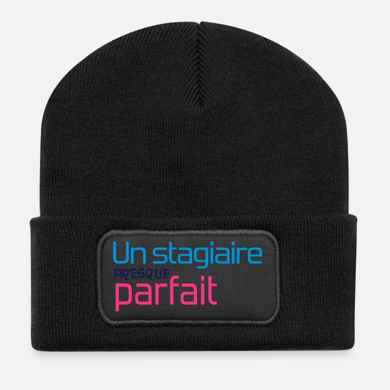 Stagiaire / Collègue / Stage / Bureau / Travail - Beanie recyclé à patch - noir