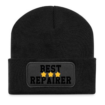 réparateur / réparation / réparer / bricolage - Beanie recyclé à patch - noir - Devant