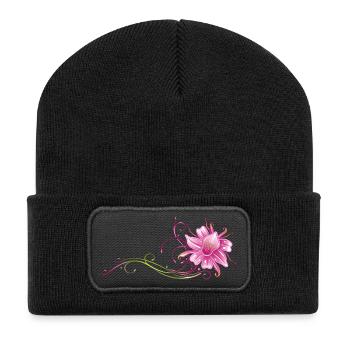 Colorful orchid with filigree ornament - Recycled Patch Beanie - black - Front