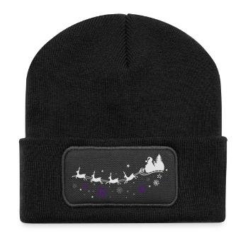 Rentiere Nikolaus Santa Weihnachtsmann - Recycelte Patch Beanie - Schwarz - Vorne