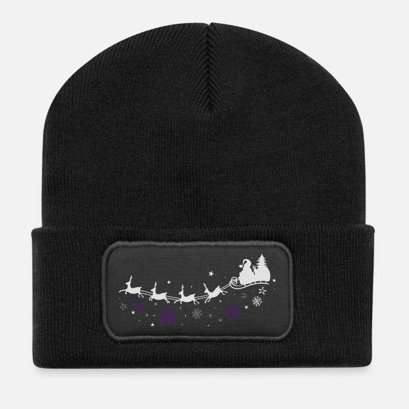 Rentiere Nikolaus Santa Weihnachtsmann - Recycelte Patch Beanie - Schwarz