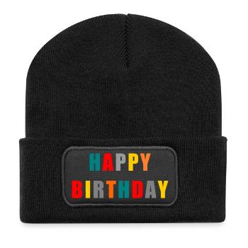 Happy Birthday. Happy Birthday - Recycled Patch Beanie - black - Front