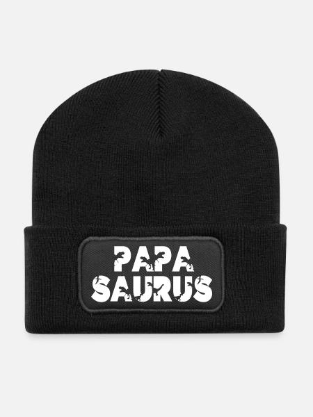Bester Papa Geschenkidee Vater Papasaurus lustig - Recycelte Patch Beanie - Schwarz