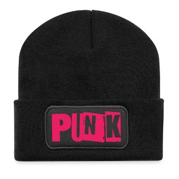 Punk Glitch Typo Neon - Recycled Patch Beanie - black - Front