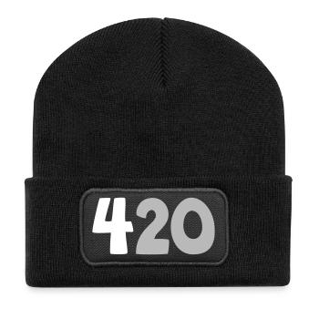 420 | 4,20 | Couleur de conception réglable - Beanie recyclé à patch - noir - Devant