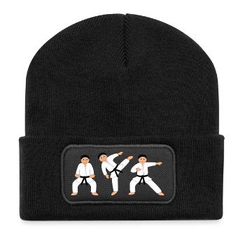 Combattants de karaté – Motif drôle d’arts martiaux - Beanie recyclé à patch - noir - Devant