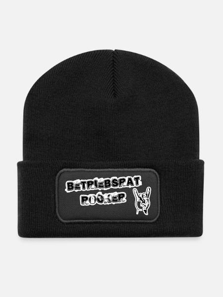 Betriebsrat Rocker black background - Recycelte Patch Beanie - Schwarz